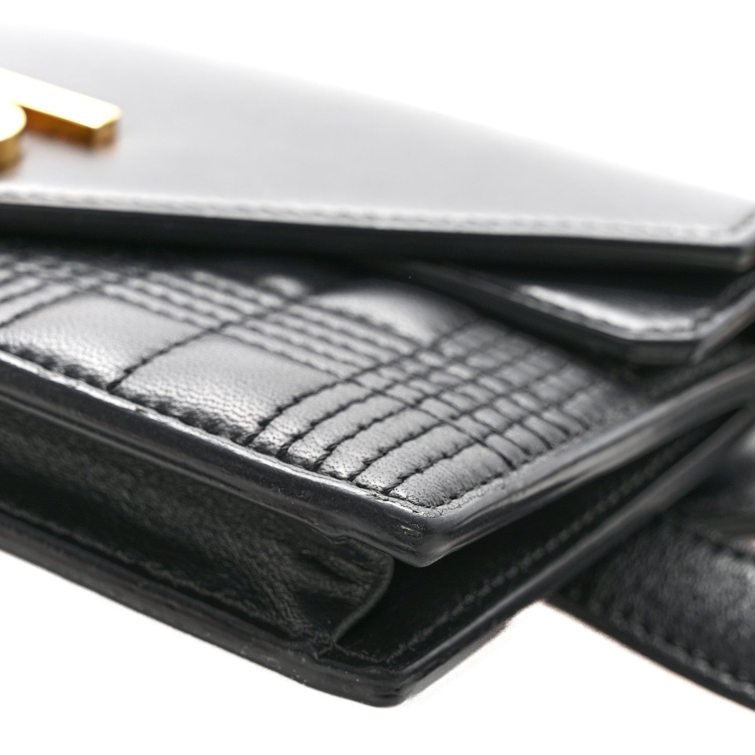 Smooth Calfskin Quilted Check TB Envelope Belt Bag Black