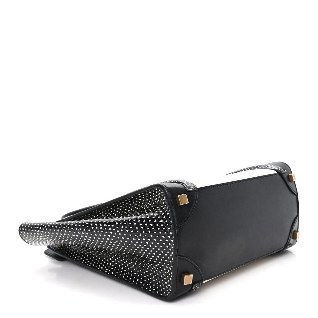 Polka Dot Snakeskin Smooth Calfskin Micro Luggage Black White