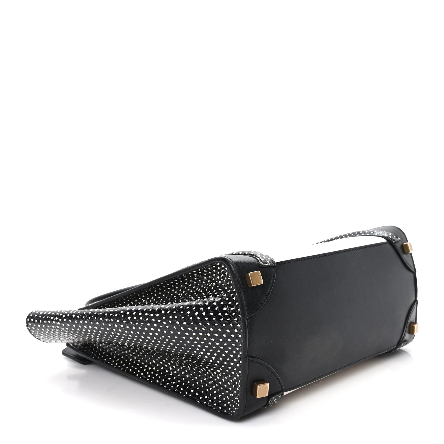 Polka Dot Snakeskin Smooth Calfskin Micro Luggage Black White