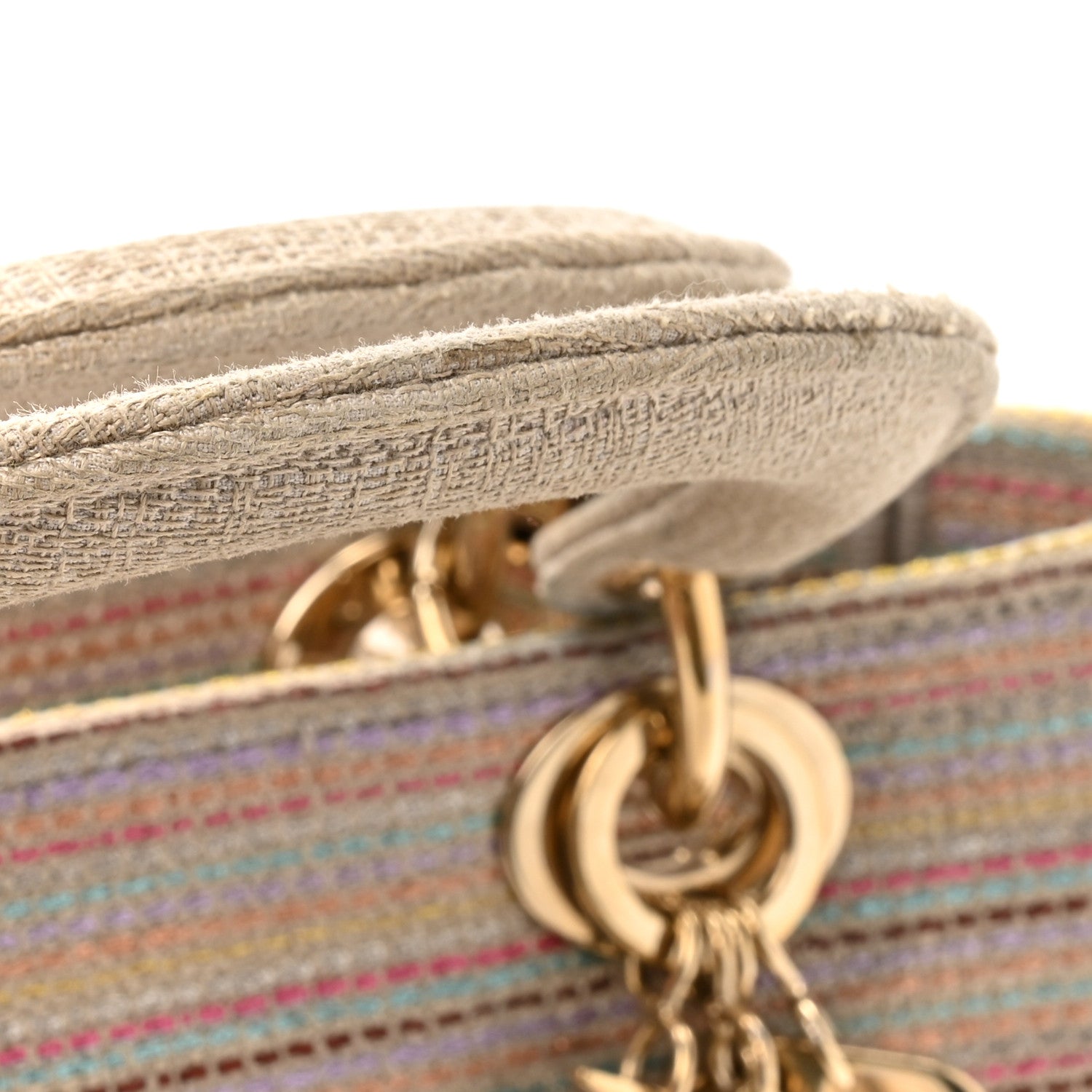 Canvas Embroidered Medium Lady D-Lite Beige Multicolor