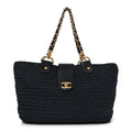 Straw Raffia Tote Black