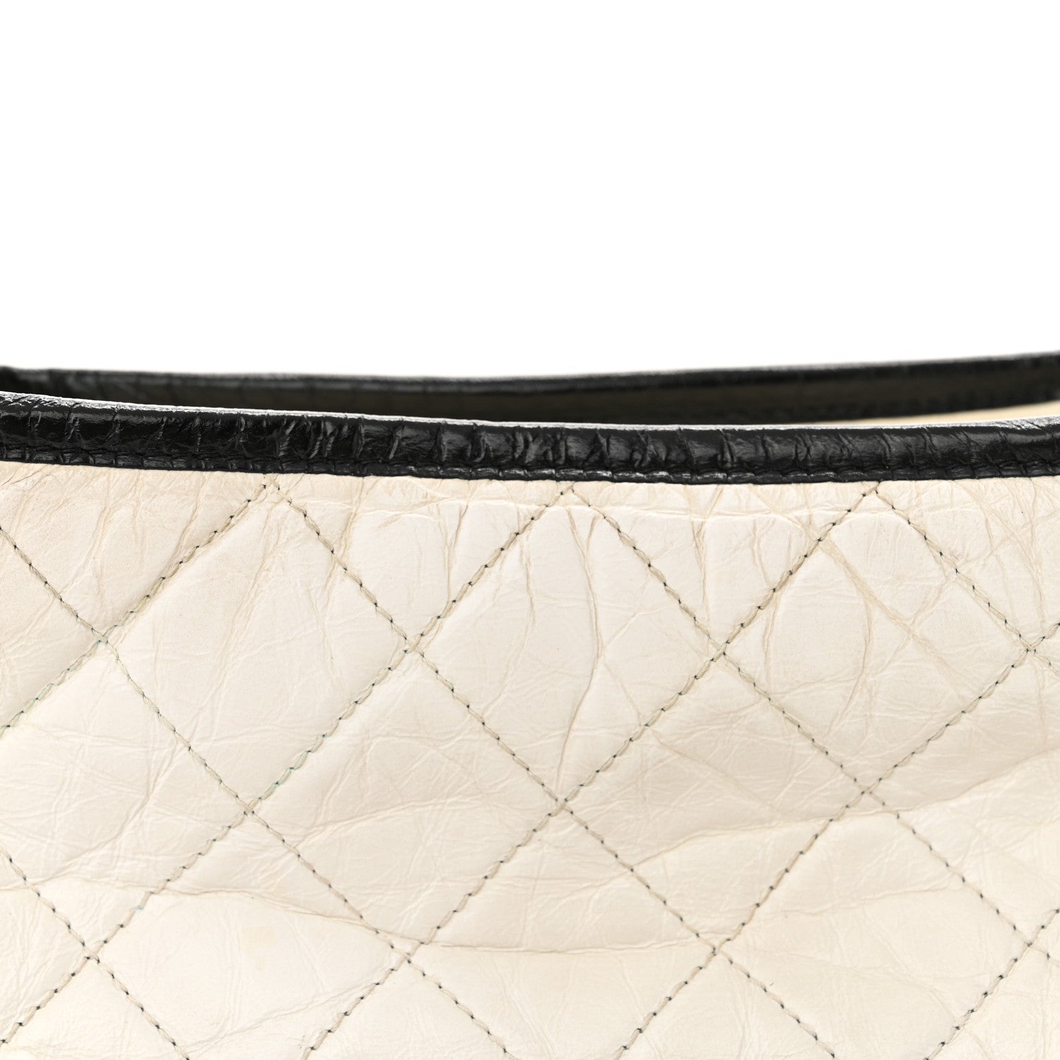 Aged Calfskin Quilted Small Gabrielle Hobo Black White