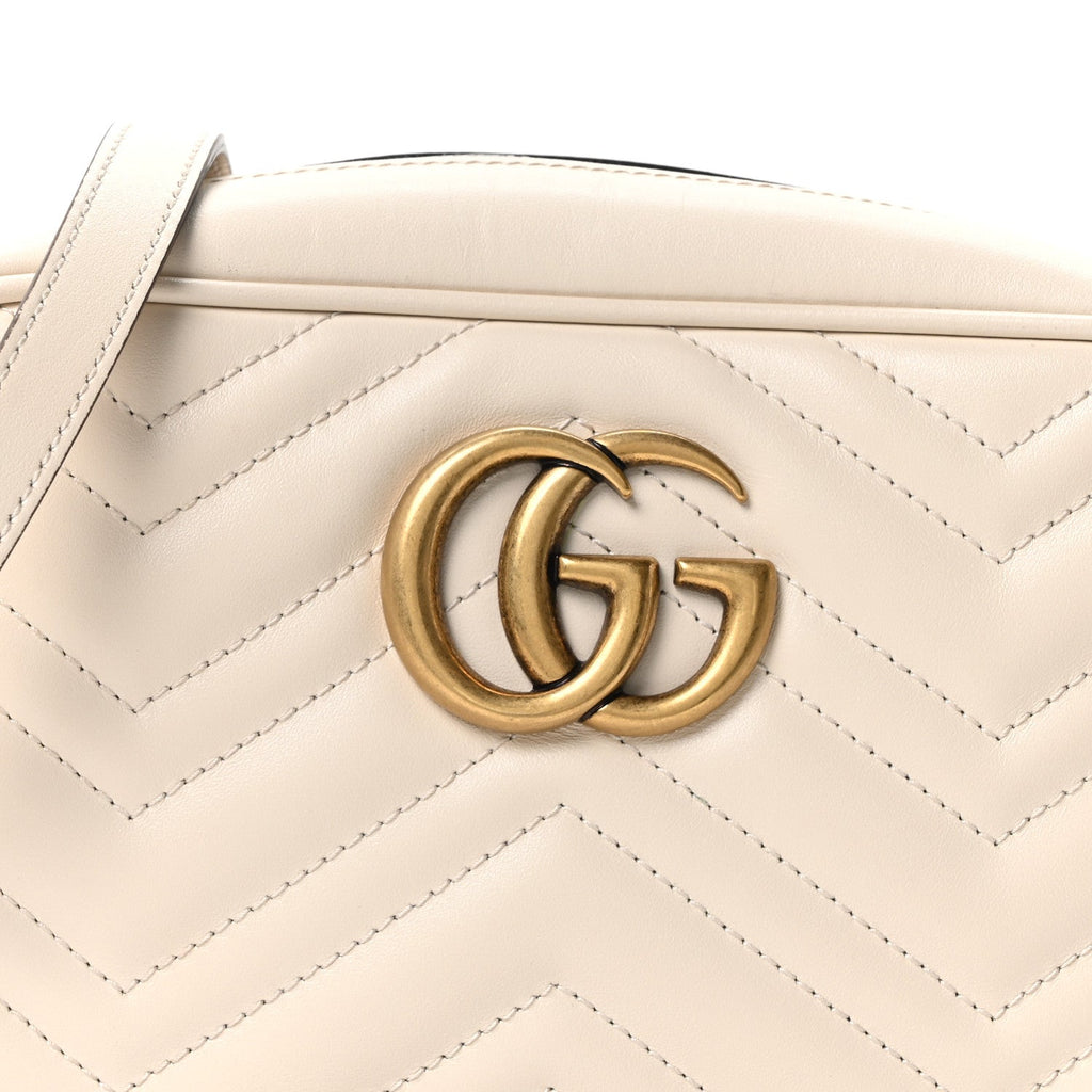 Calfskin Matelasse Small GG Marmont Chain Shoulder Bag White