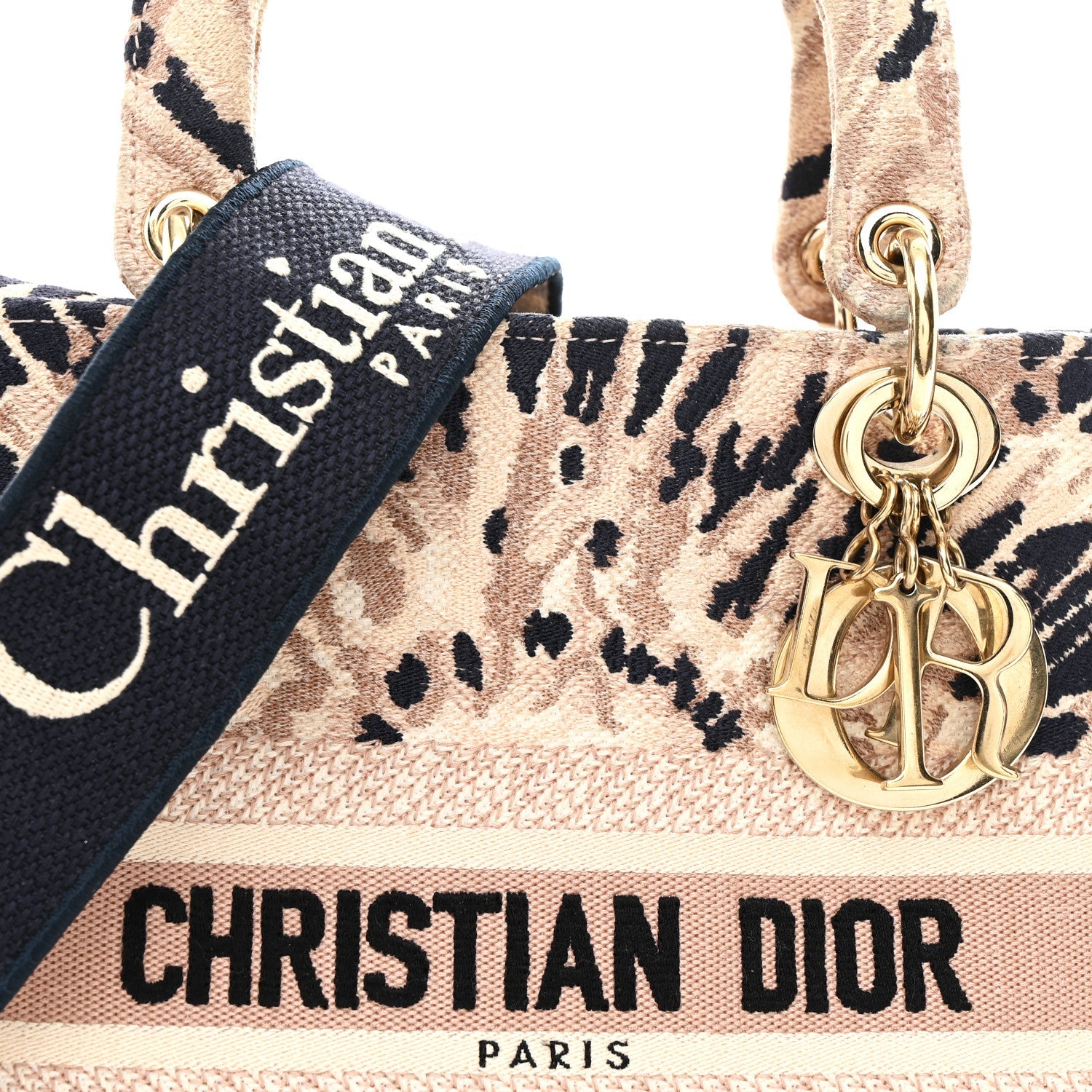 Canvas Embroidered Medium Tie And Dior Lady D-Lite Multicolor