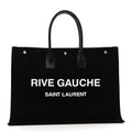 Linen Calfskin Rive Gauche Tote Black