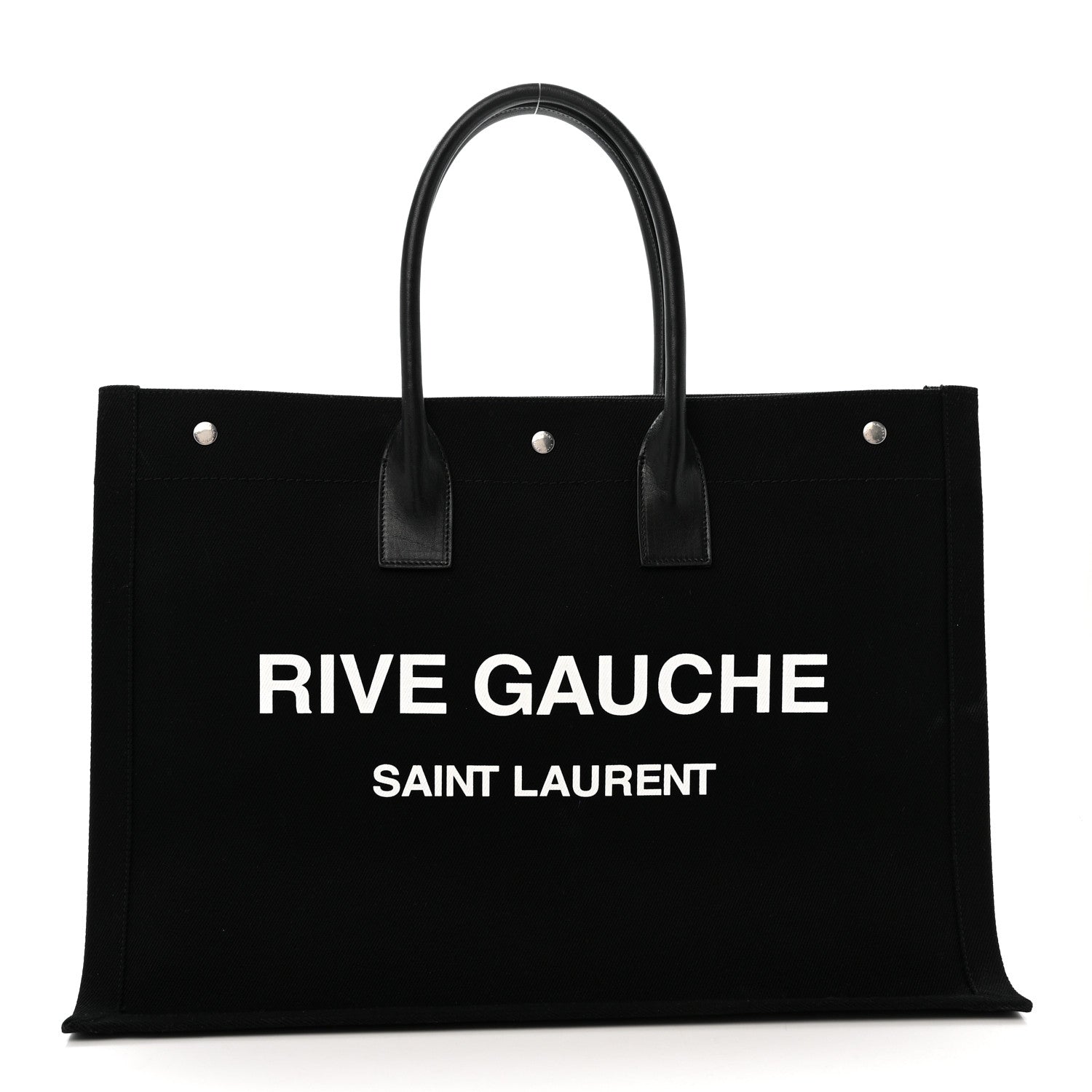 Linen Calfskin Rive Gauche Tote Black