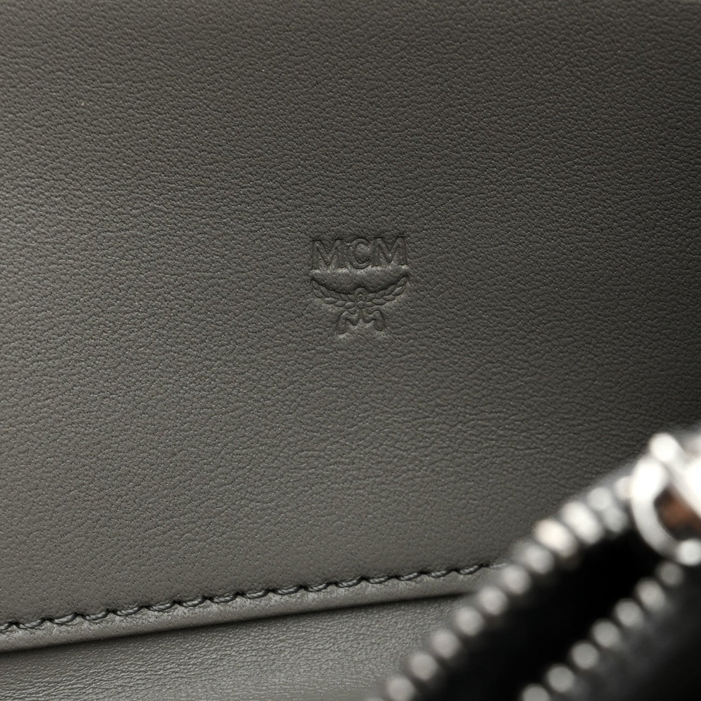 Metallic Monogram Patent Large Zip Around Wallet Silver