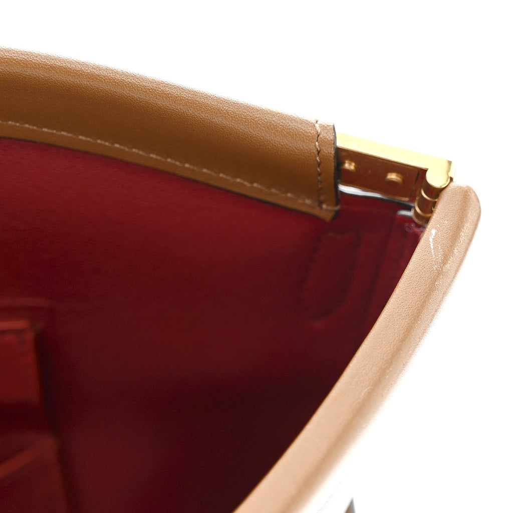 Smooth Calfskin Clasp Bucket Bag Brown