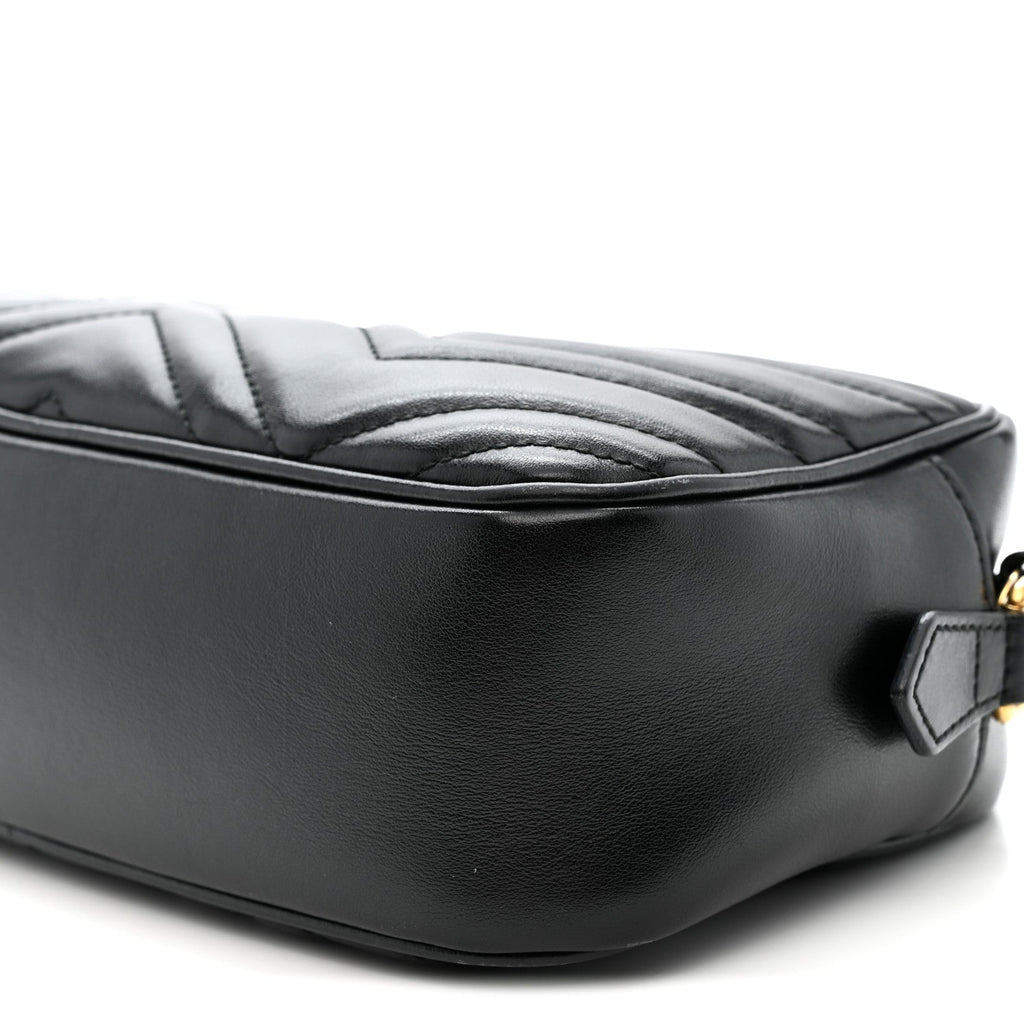 Calfskin Matelasse Small GG Marmont Chain Shoulder Bag Black
