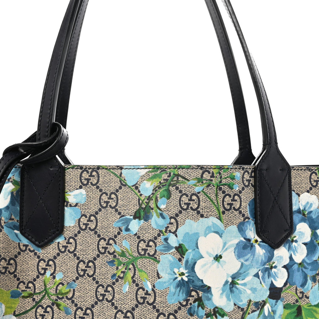 GG Supreme Monogram Blooms Medium Reversible Tote Beige Blue