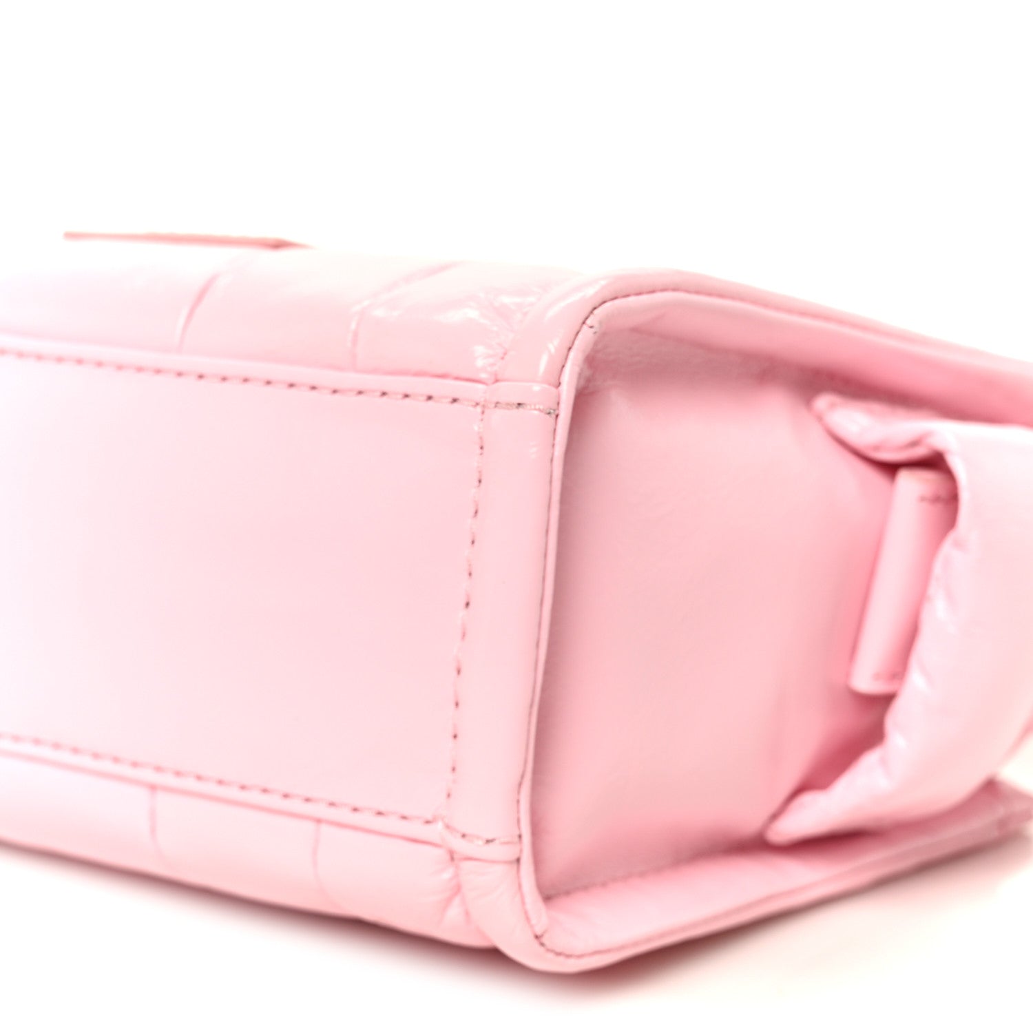 Shiny Crinkled Calfskin Mini The Tote Bag Pink