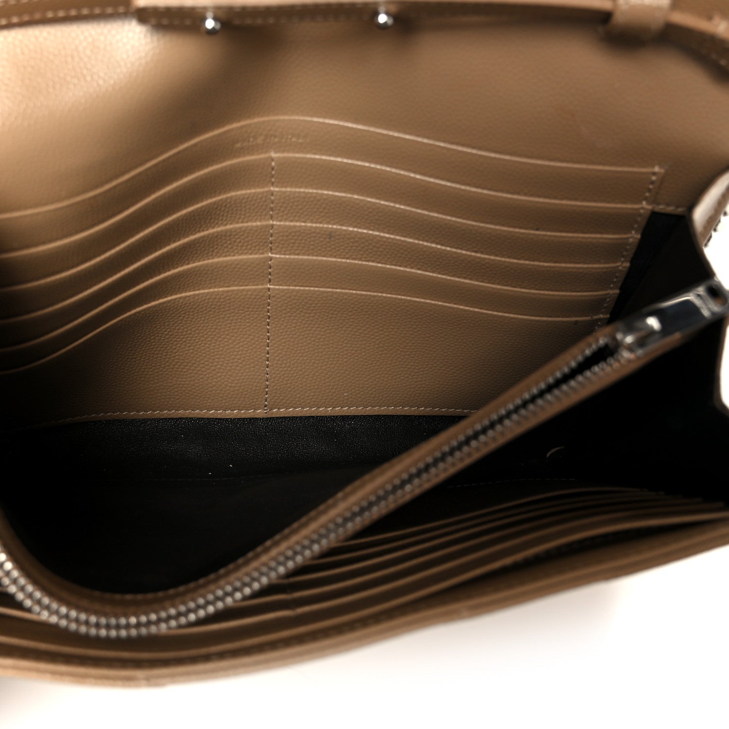Grain De Poudre Matelasse Chevron Monogram Chain Wallet Taupe