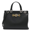 Grainy Calfskin Medium Zumi Top Handle Bag Black