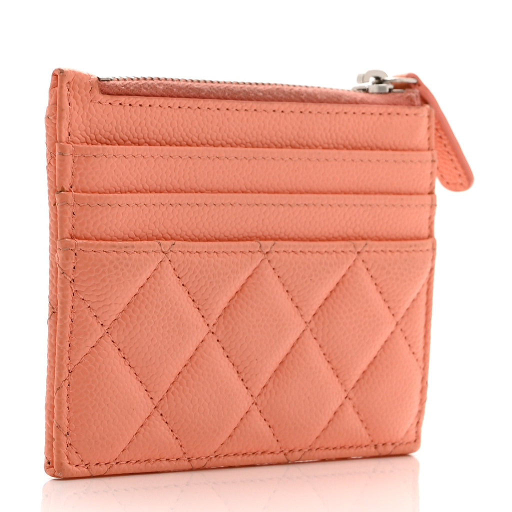Caviar Quilted CC Zip  Holder Pink