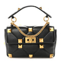 Nappa Large Roman Stud Shoulder Bag Black
