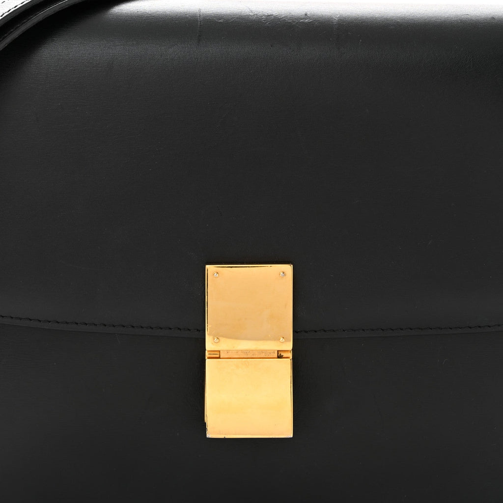 Box Calfskin Medium Classic Box Flap Bag Black