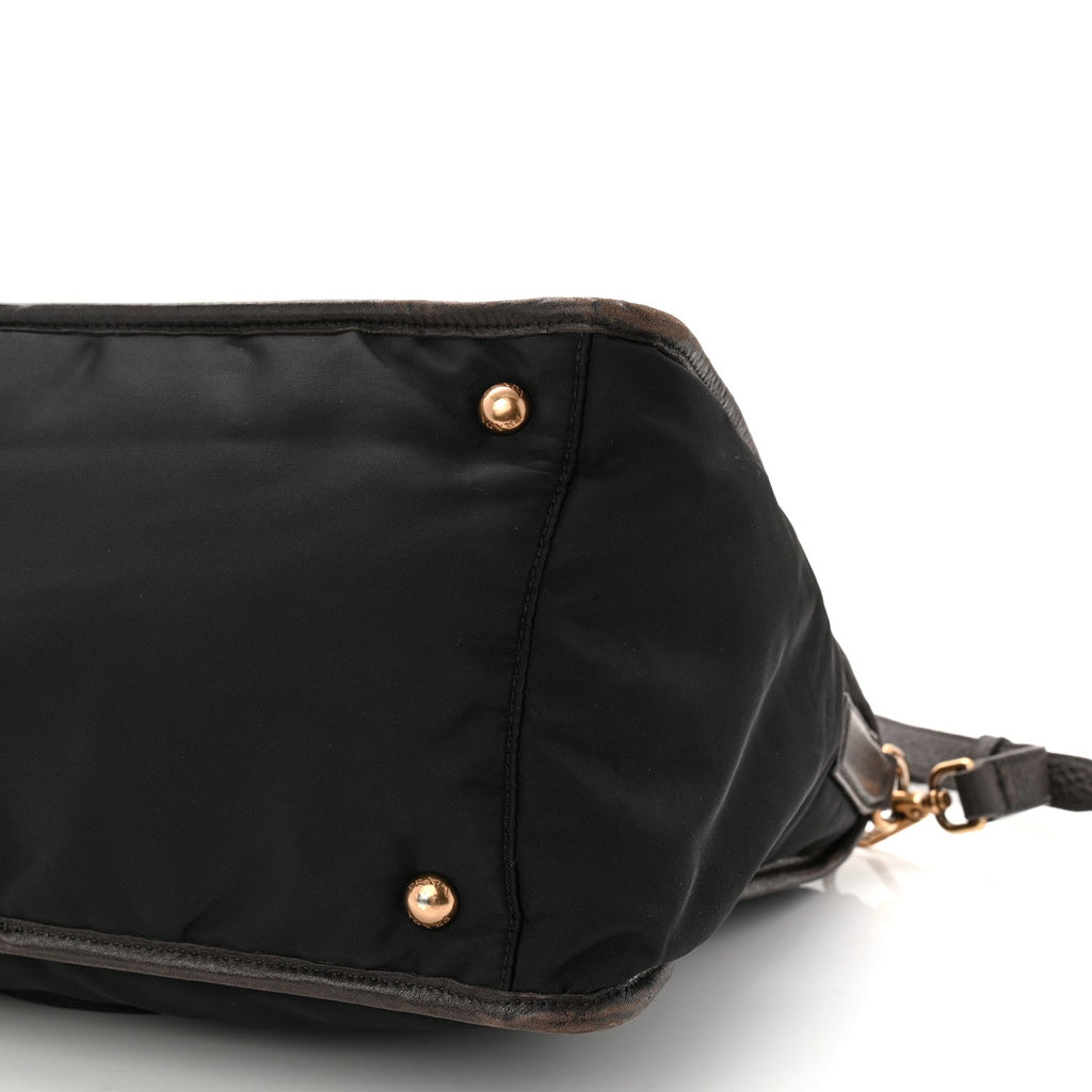 Tessuto Nylon Double Zip Logo Tote Black