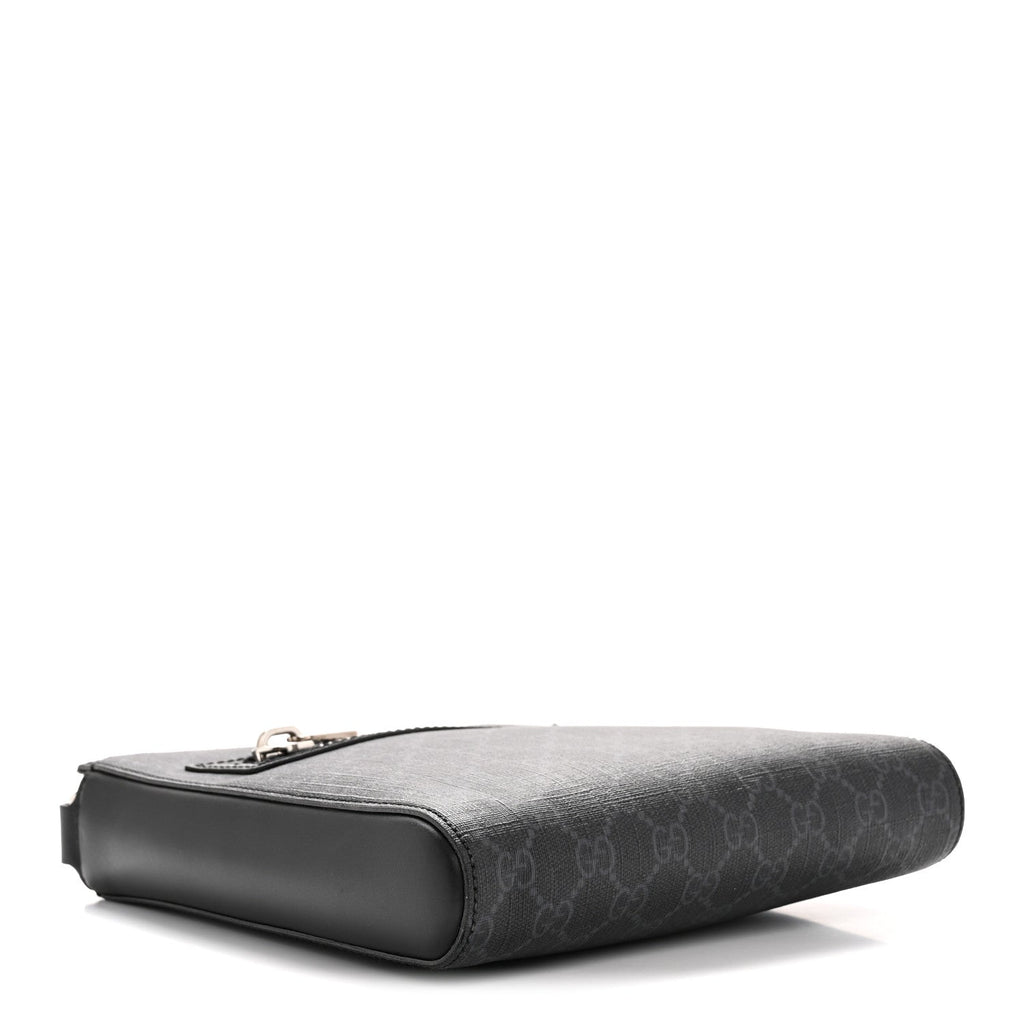 GG Supreme Monogram Web Small Flat Messenger Bag Black Grey