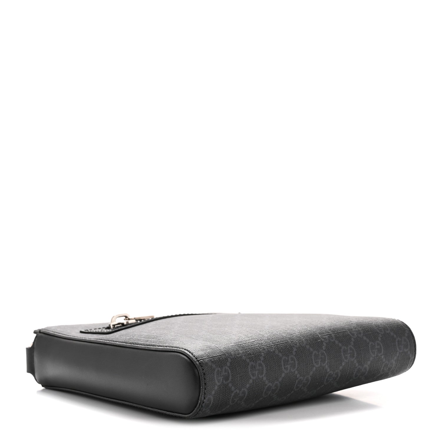 GG Supreme Monogram Web Small Flat Messenger Bag Black Grey