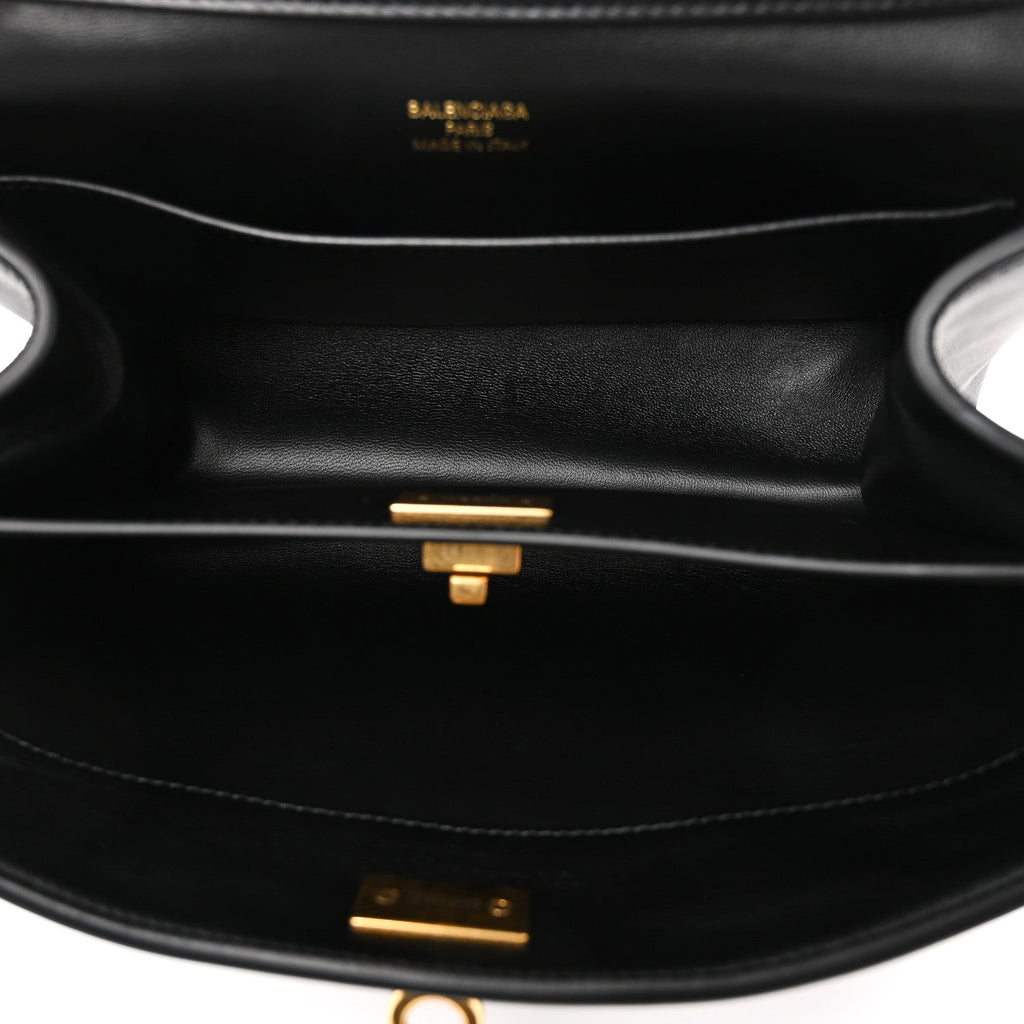 Natural Smooth Calfskin Mini Rodeo Top Handle Handbag Black