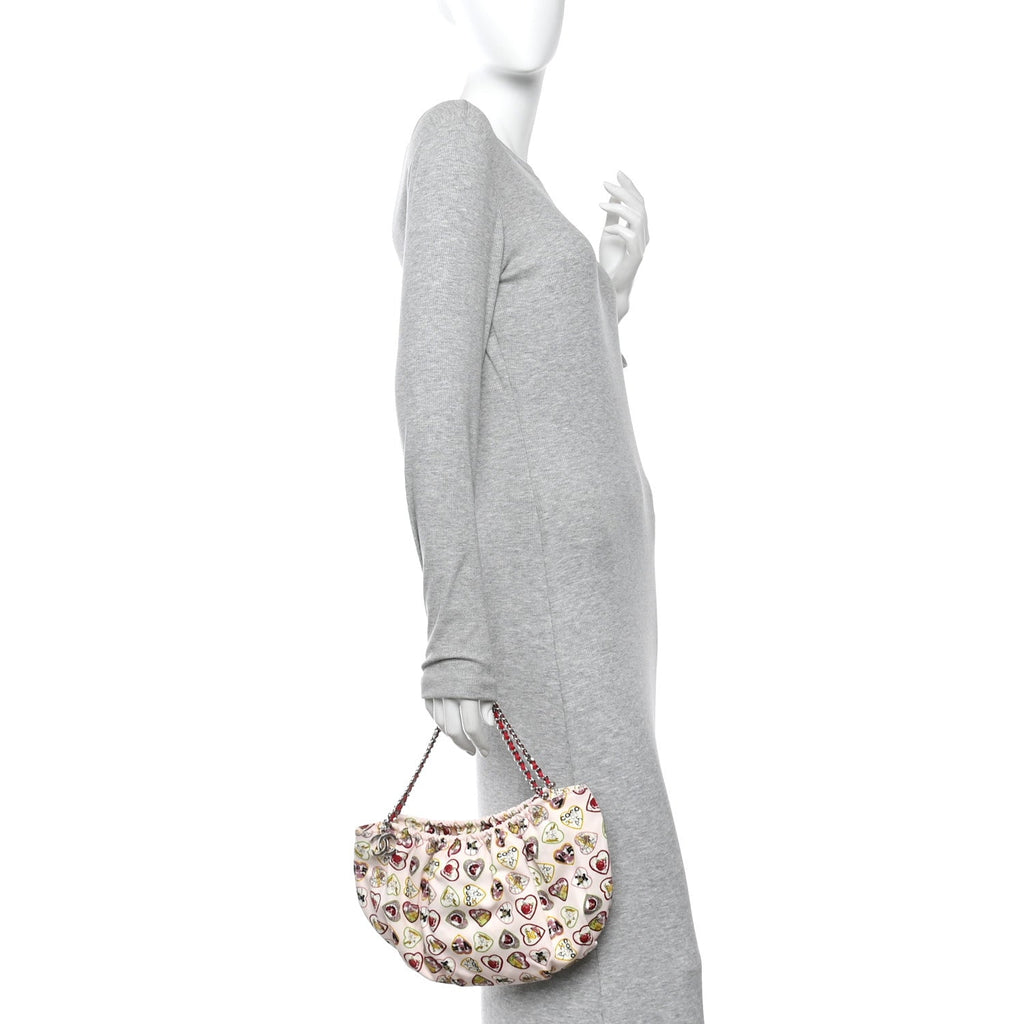 Canvas Coco Hearts Shoulder Bag Pink