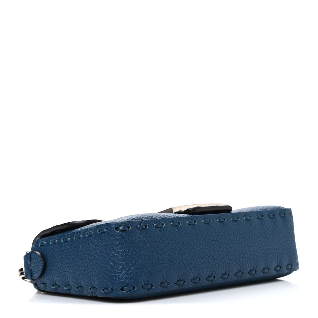 Cuoio Roma Sellerissima Nappa Sintetica Tape Stitch Mini Baguette Placca Argento