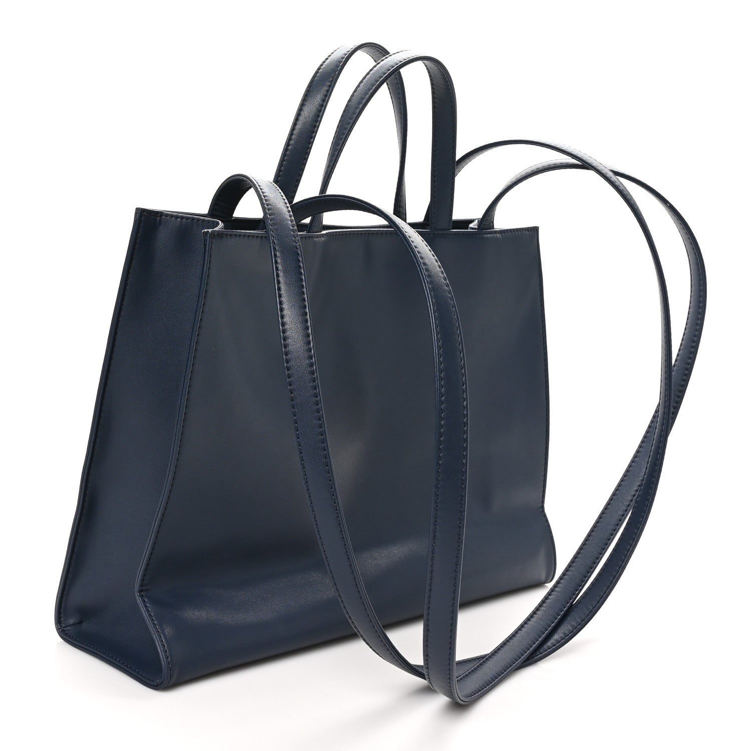 Vegan Leather Medium Shopping Bag Navy