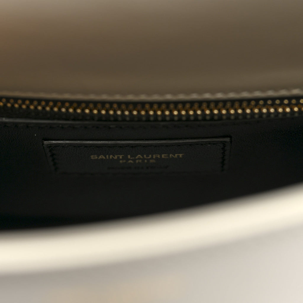 Shiny Calfskin Le Fermoir Top Handle Bag Small Crema Soft
