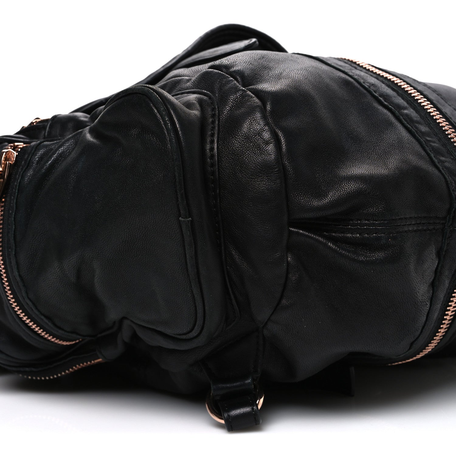 Lambskin Marti Backpack Bag Washed Black Rose Gold Hardware