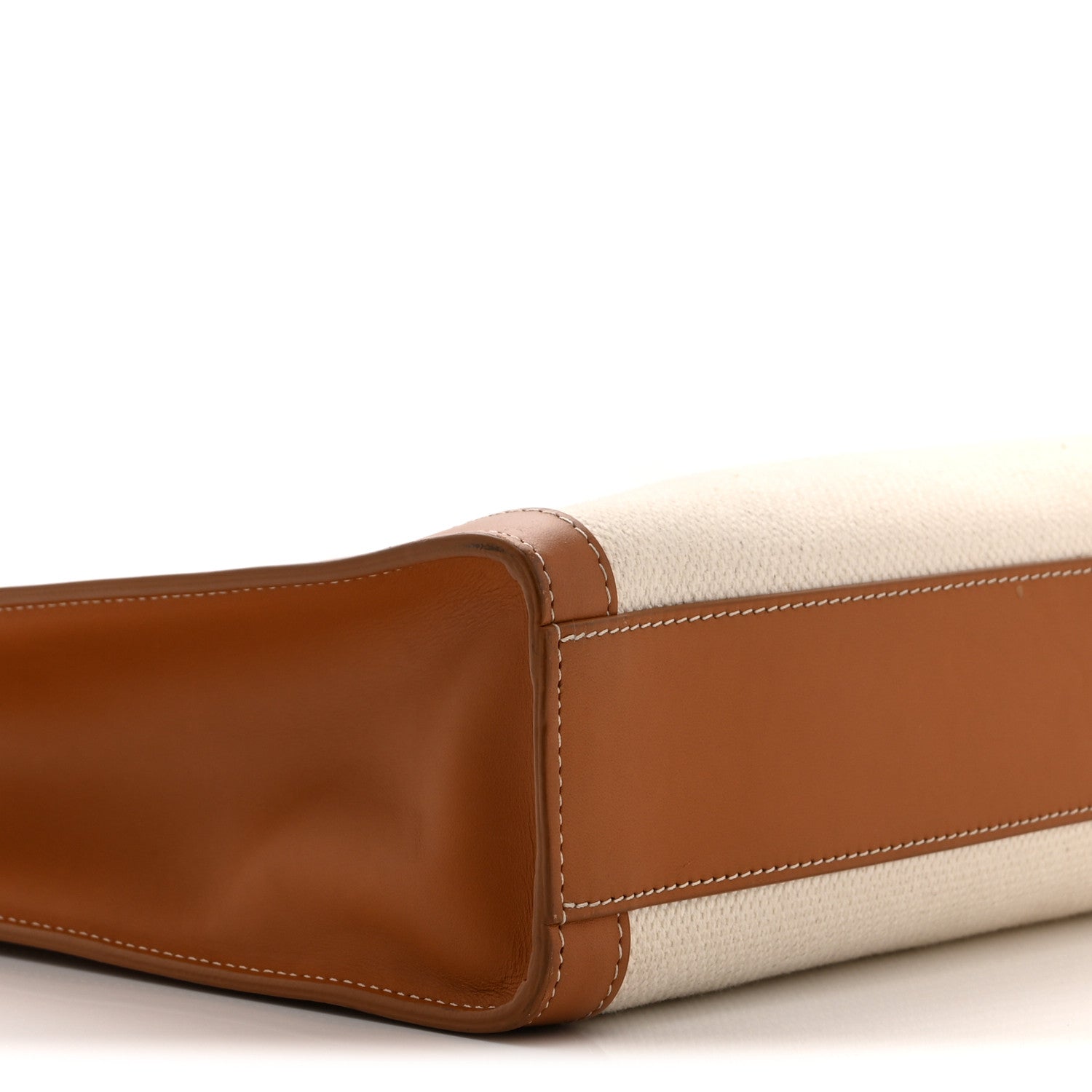 Canvas Calfskin Small Vertical Cabas Natural Tan