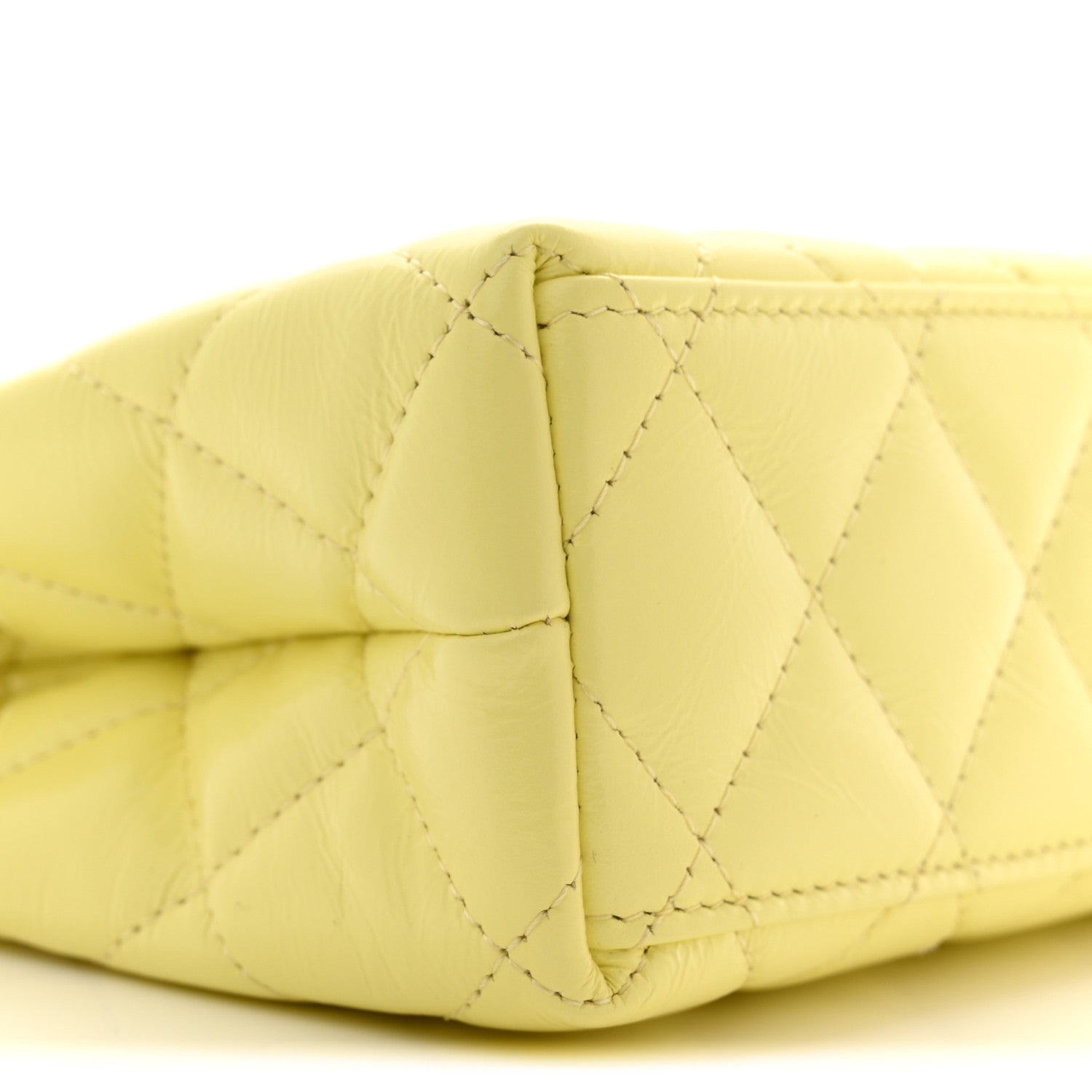 Shiny Aged Calfskin Quilted Nano Kelly Shopper Light Yellow