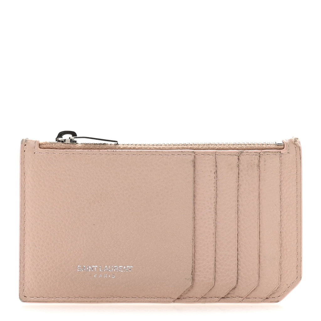 Grained Calfskin 5 Fragments Zip Pouch  Holder Rose Antic