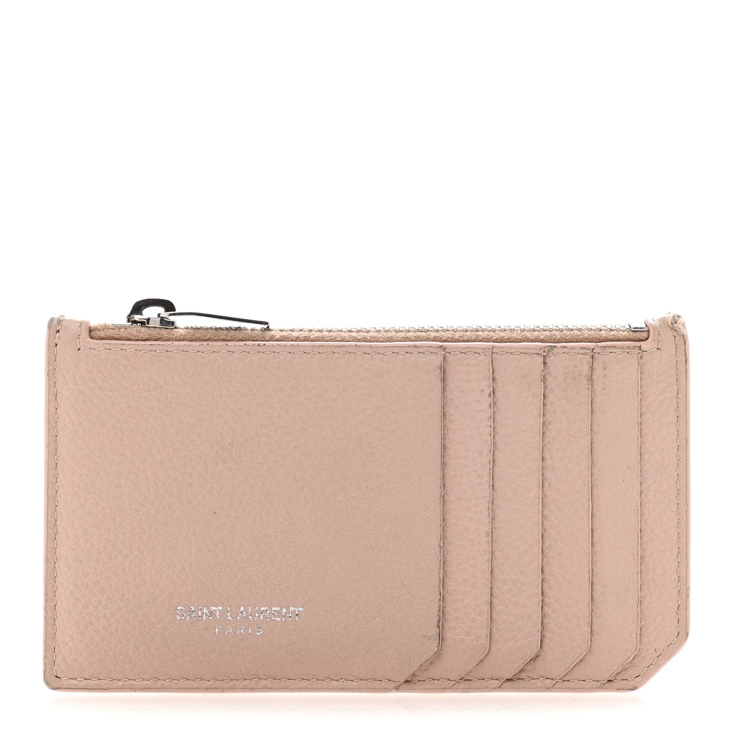 Grained Calfskin 5 Fragments Zip Pouch  Holder Rose Antic