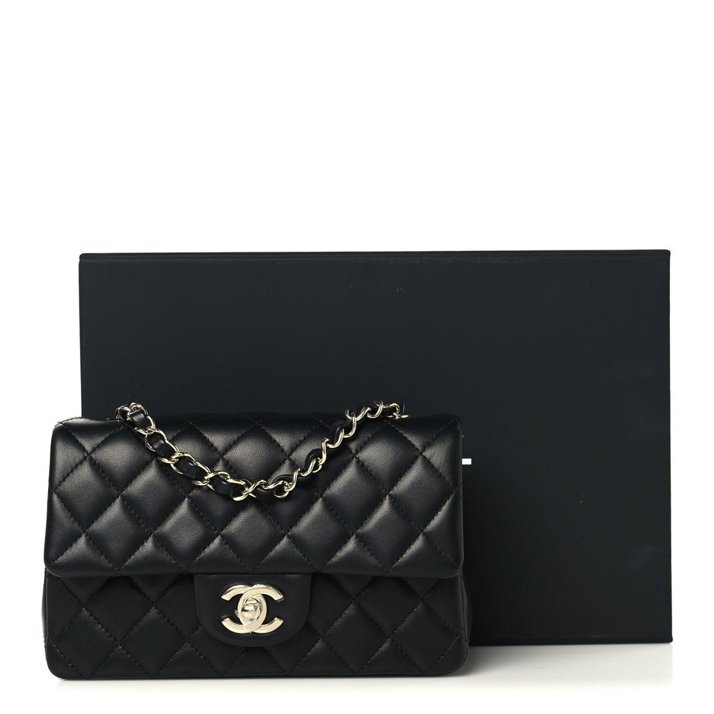 Lambskin Quilted Mini Rectangular Flap Black