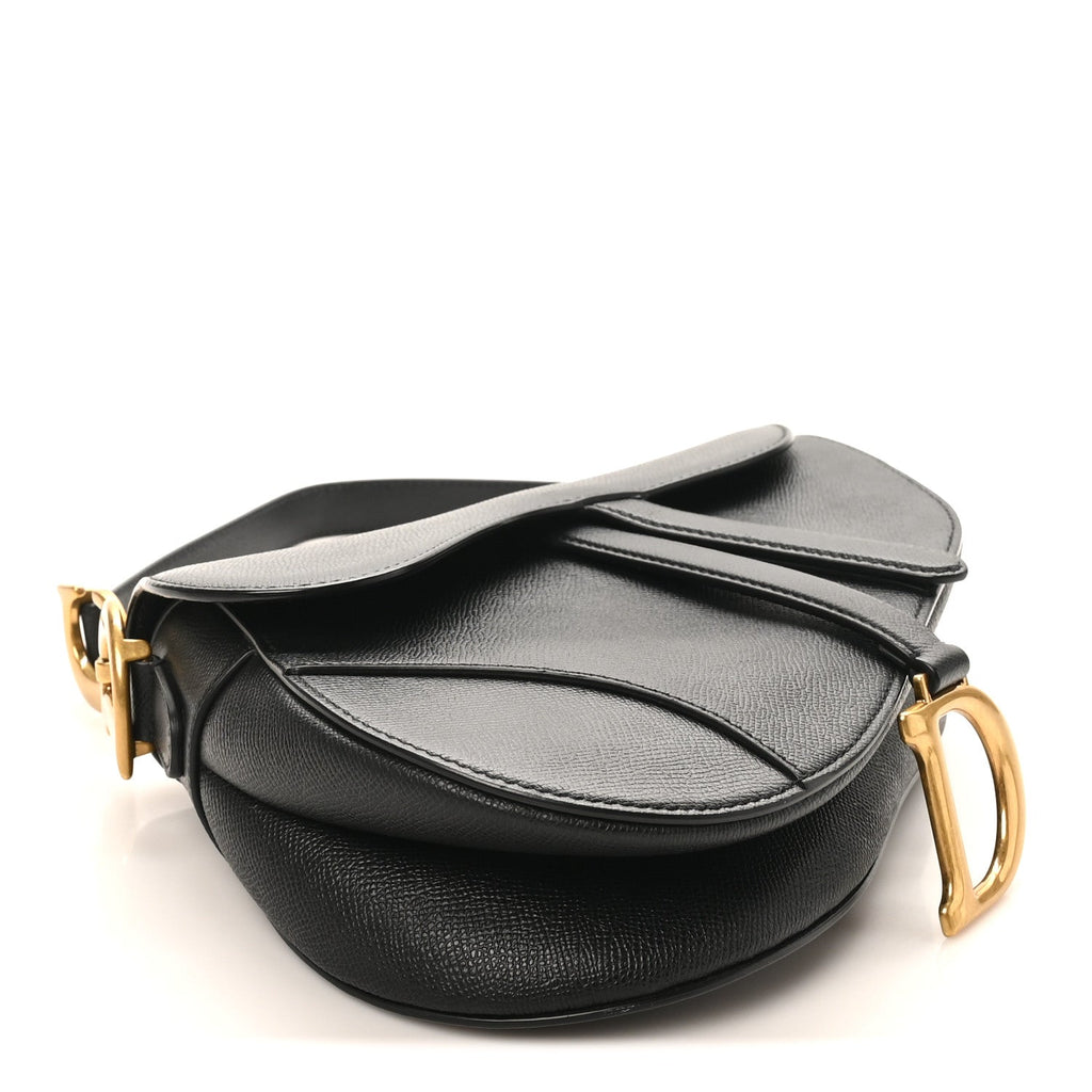 Grained Calfskin Saddle Bag Black