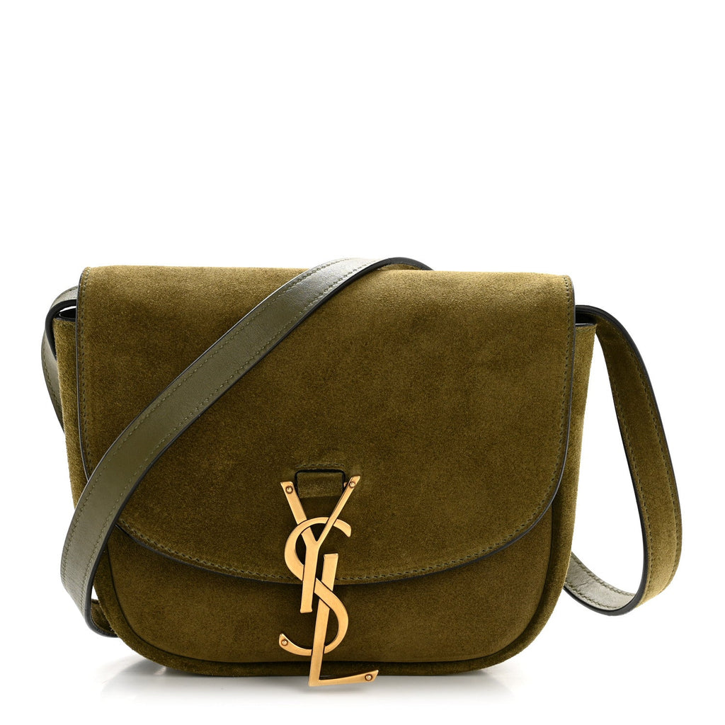 Suede Calfskin Monogram Small Kaia Satchel Olive Green