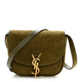Suede Calfskin Monogram Small Kaia Satchel Olive Green