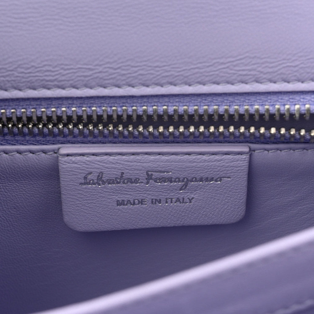 Brushed Off Calfskin Mini Iconic Top Handle Bag New Lavender