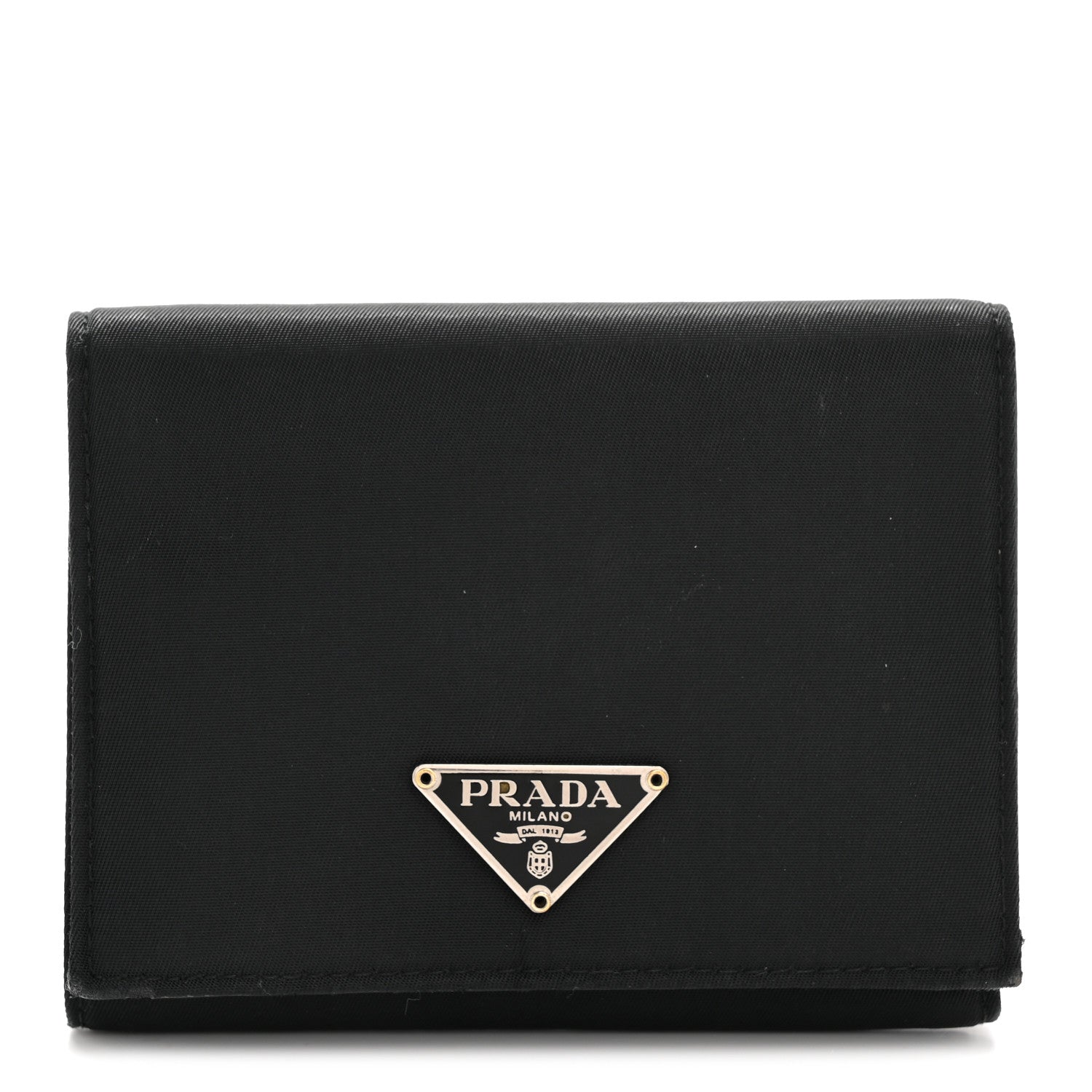 Tessuto Nylon Tri-Fold Compact Wallet  Black
