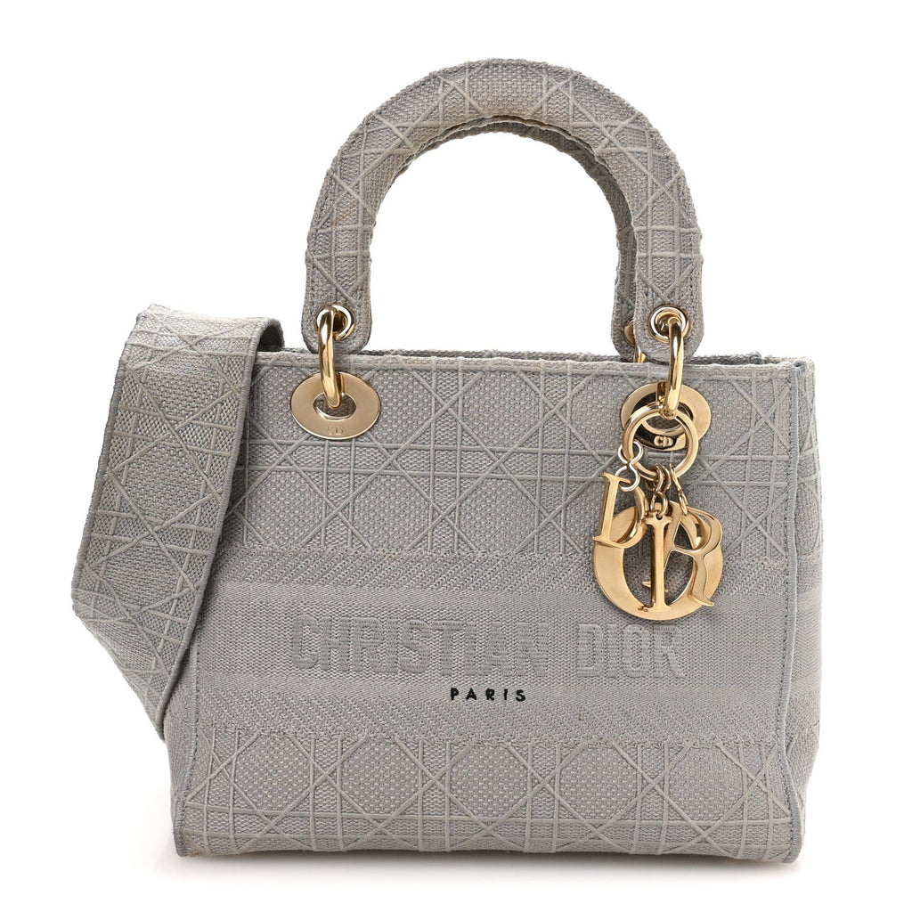 Canvas Embroidered Cannage Medium Lady D-Lite Gray