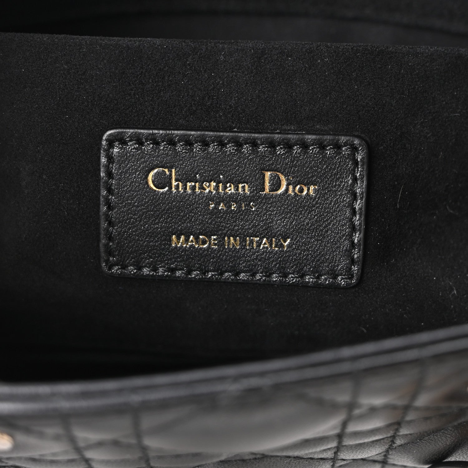 Lambskin Cannage Medium Lady D-Joy Black