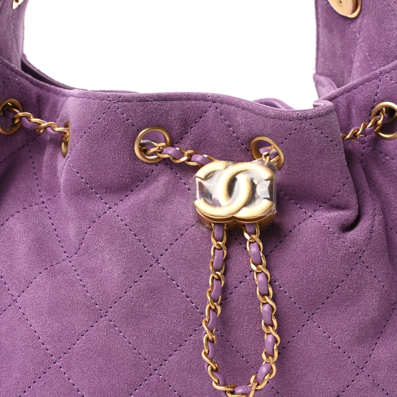 Suede Quilted Mini Chanel 25 Handbag Purple