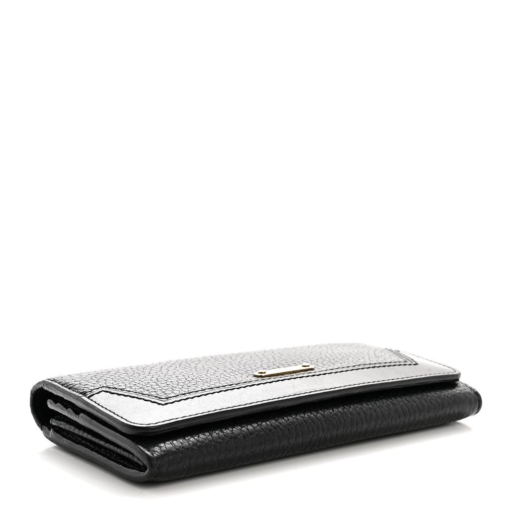 Grain Calfskin Continental Wallet Black