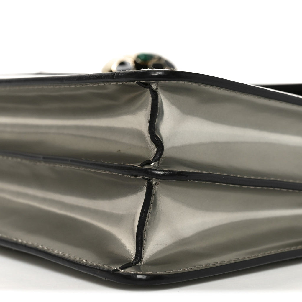 Metallic Calfskin Serpenti Forever Shoulder Bag Silver