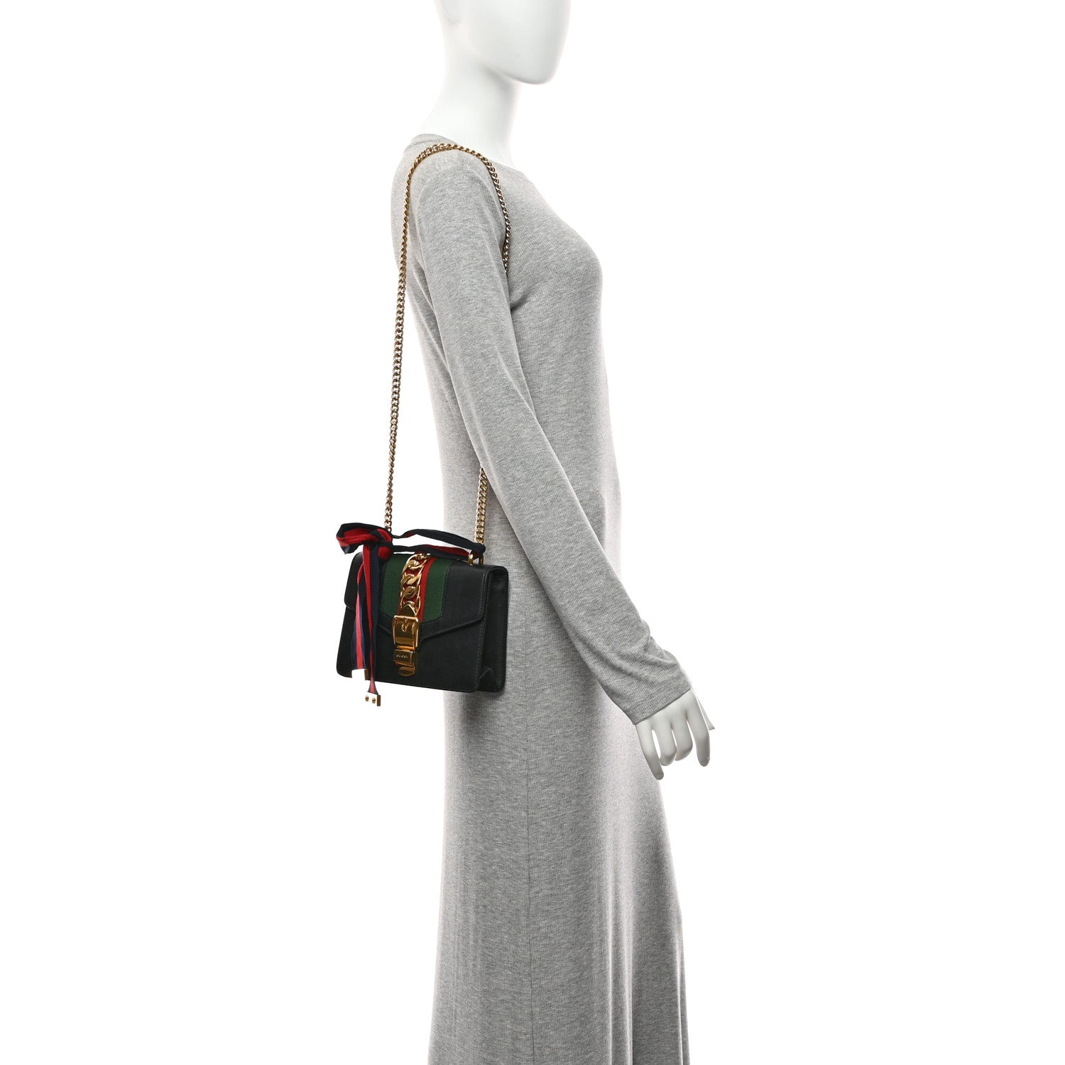 Calfskin Mini Sylvie Chain Shoulder Bag Black