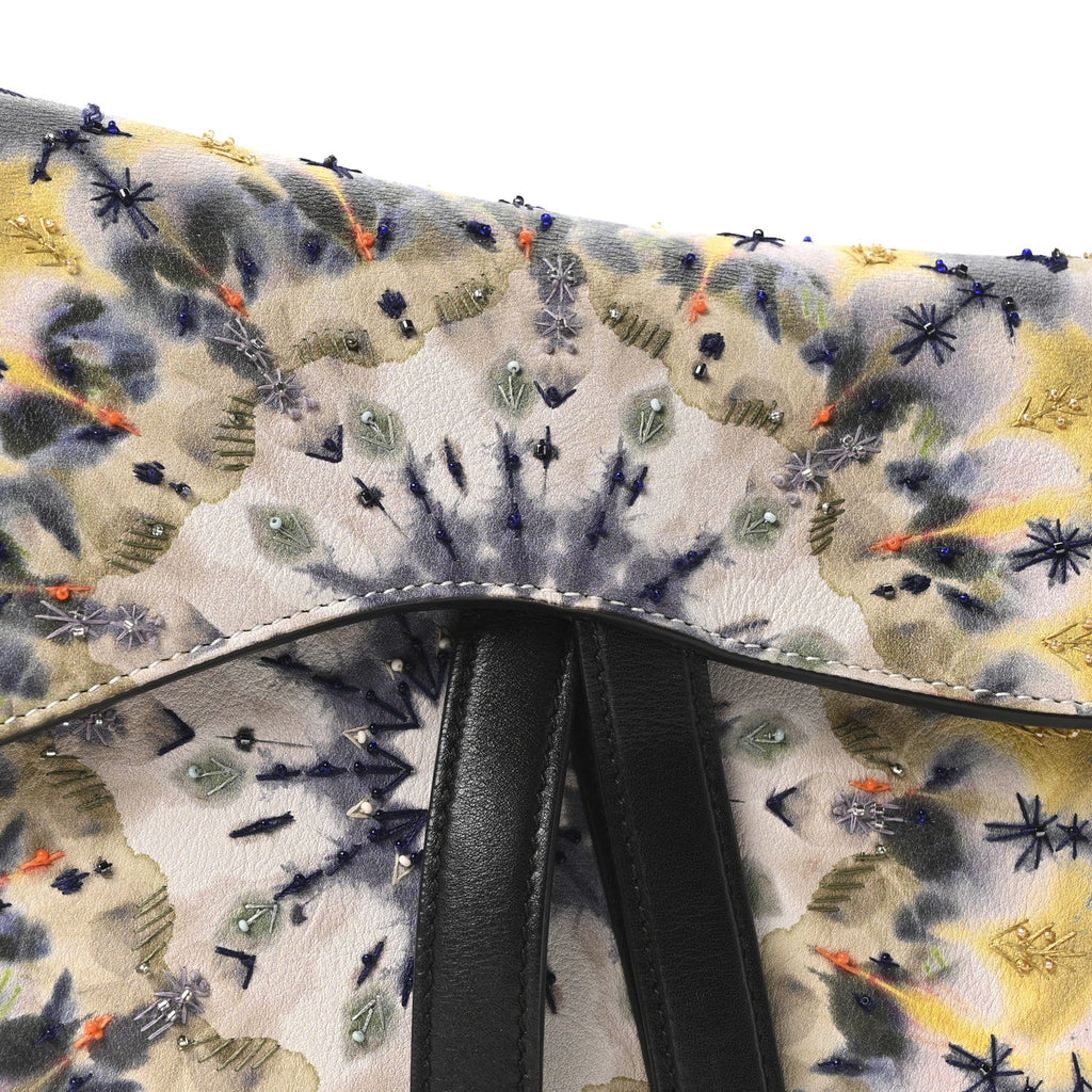 Calfskin Embroidered Kaleidiorscopic Saddle Bag Multicolor