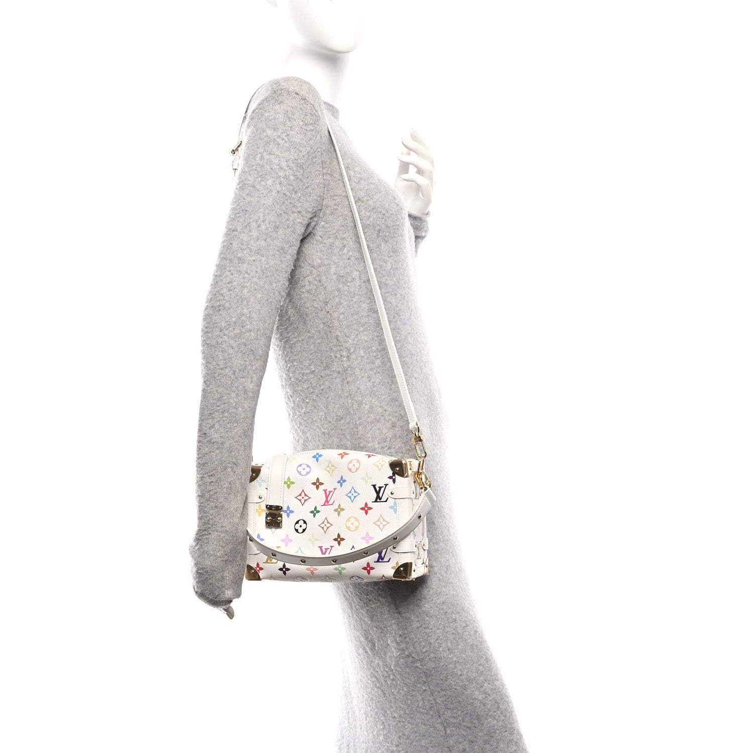 LV x TM Cowhide Monogram Multicolor Side Trunk MM White