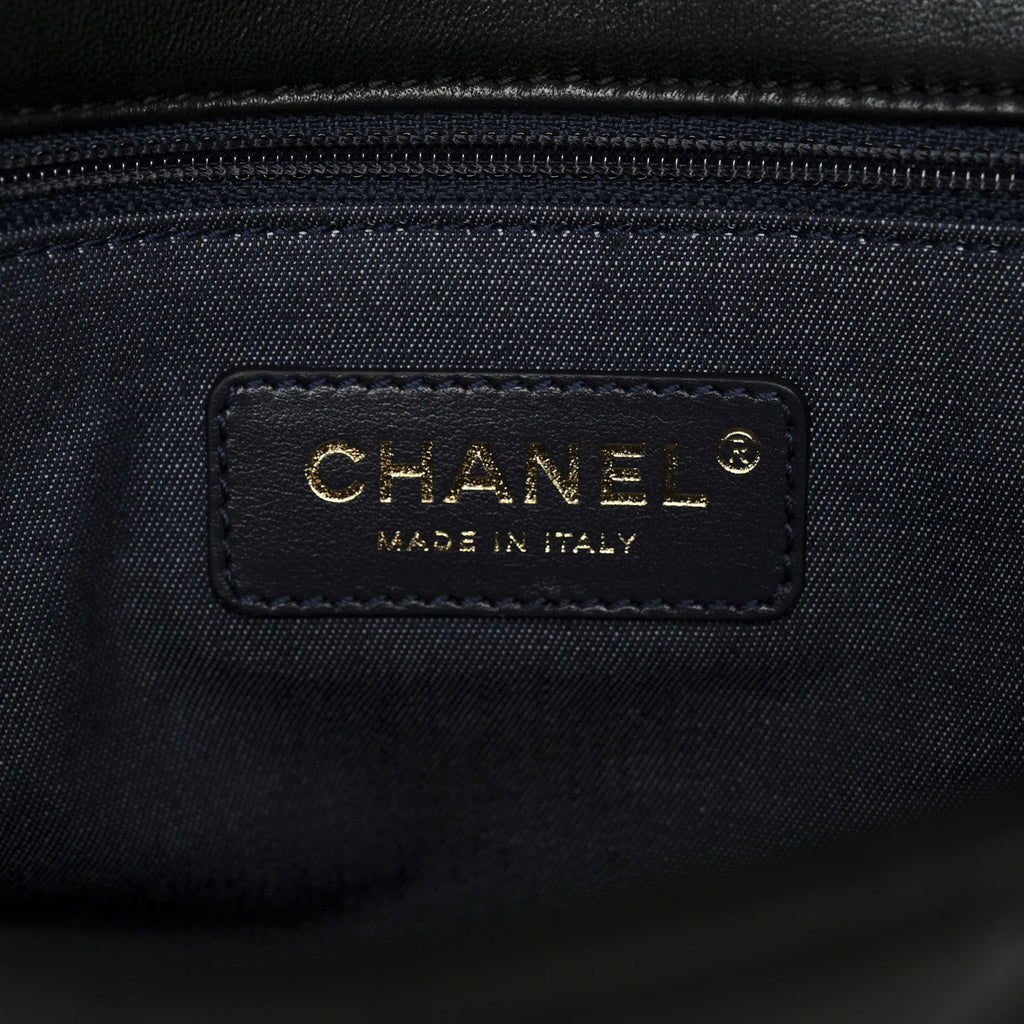 Lambskin Quilted Resin Bi-Color Chain Flap Bag Black