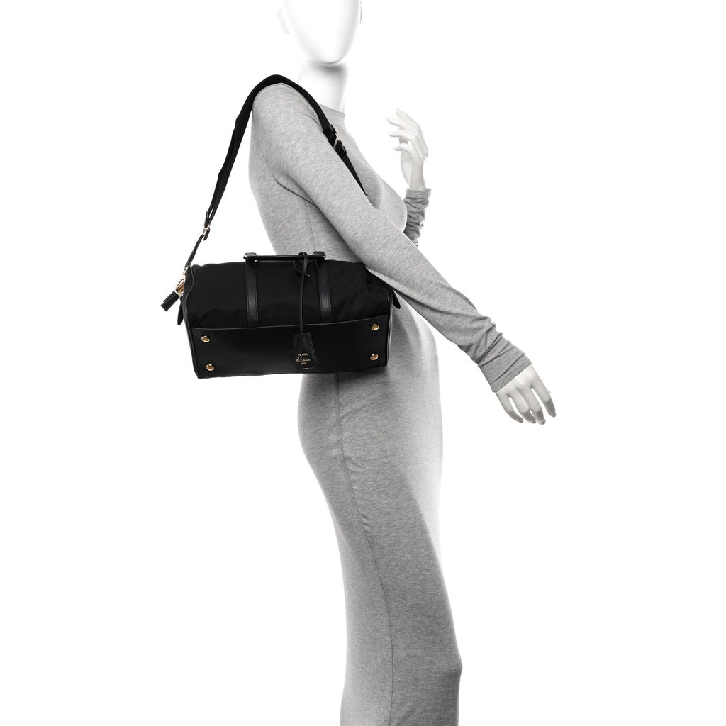 Re-Nylon Saffiano Medium Re-Edition 1978 Top Handle Bag Black