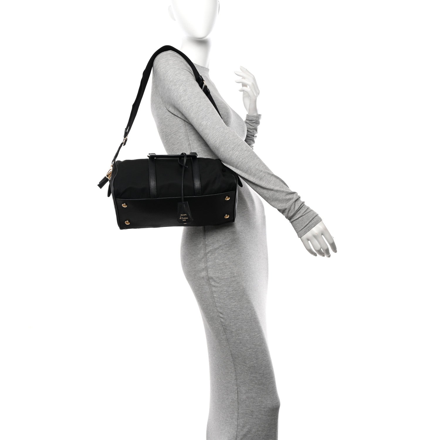 Re-Nylon Saffiano Medium Re-Edition 1978 Top Handle Bag Black